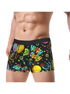 1pcs Happy Birthday 1 Underpants Homme Panties Men's Underwear Ventilate Shorts Boxer Briefs