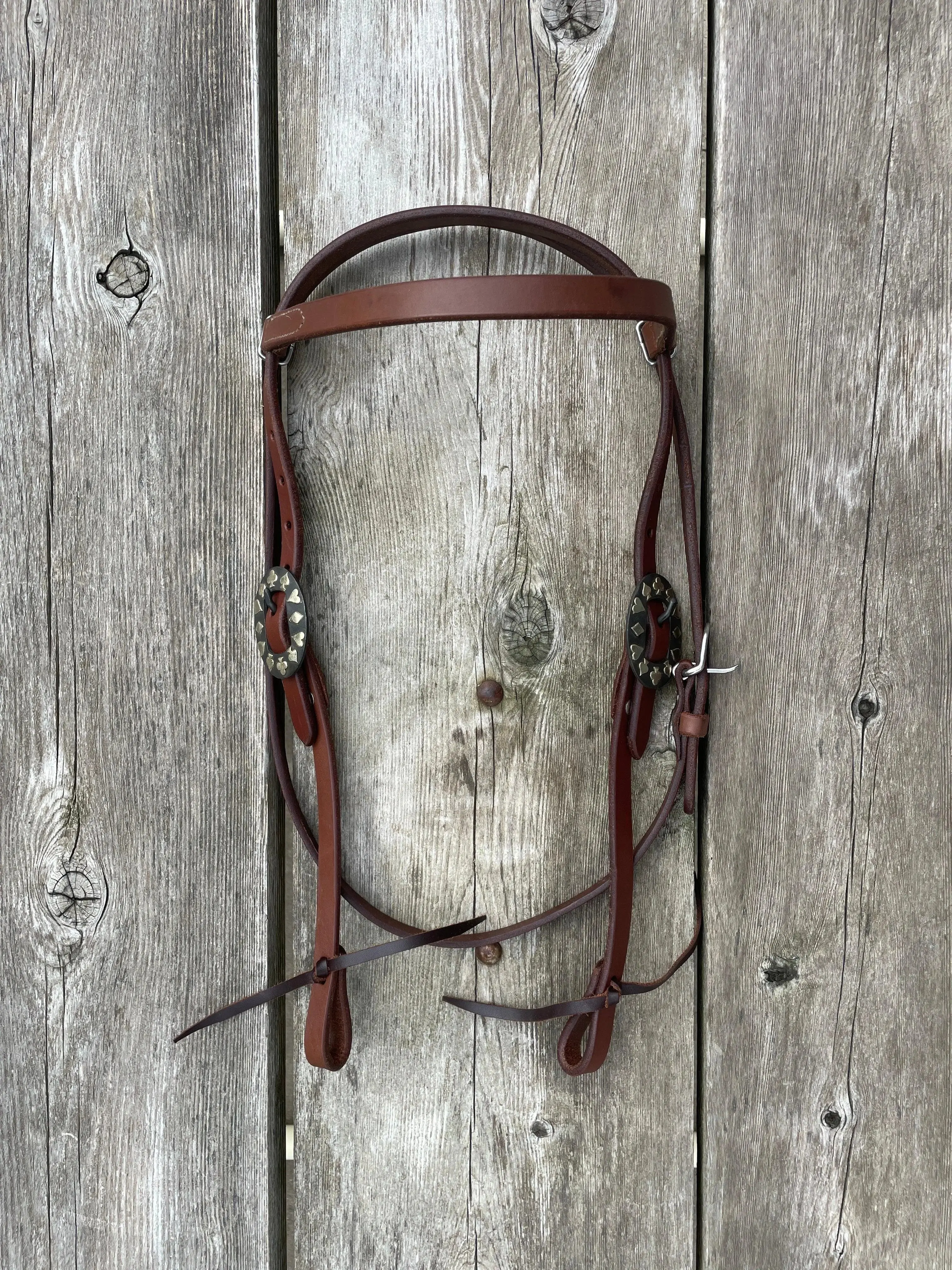 Oiled Harness Browband Headstall With Black Jack Buckle