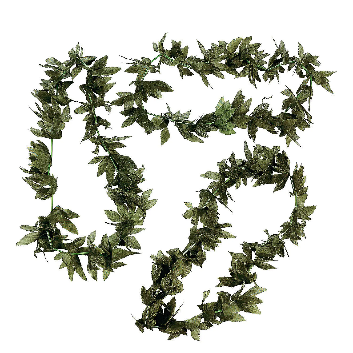 Hawaiian Decorative Artificial Fern Leaf Polyester Leis - 12-Pc 36x3in Leaf Shape, Indoor Artificial Leaves Wreath Hangers for Home, Party Supplies