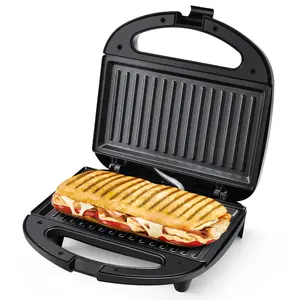 Panini Press Sandwich Maker, 4 Slices Panini Grill Non-Stick Coated Plates, Panini Makers with Temperature Control, Opens 180 Degrees, Removable Drip Tray,750W- 1400W, Stainless Steel