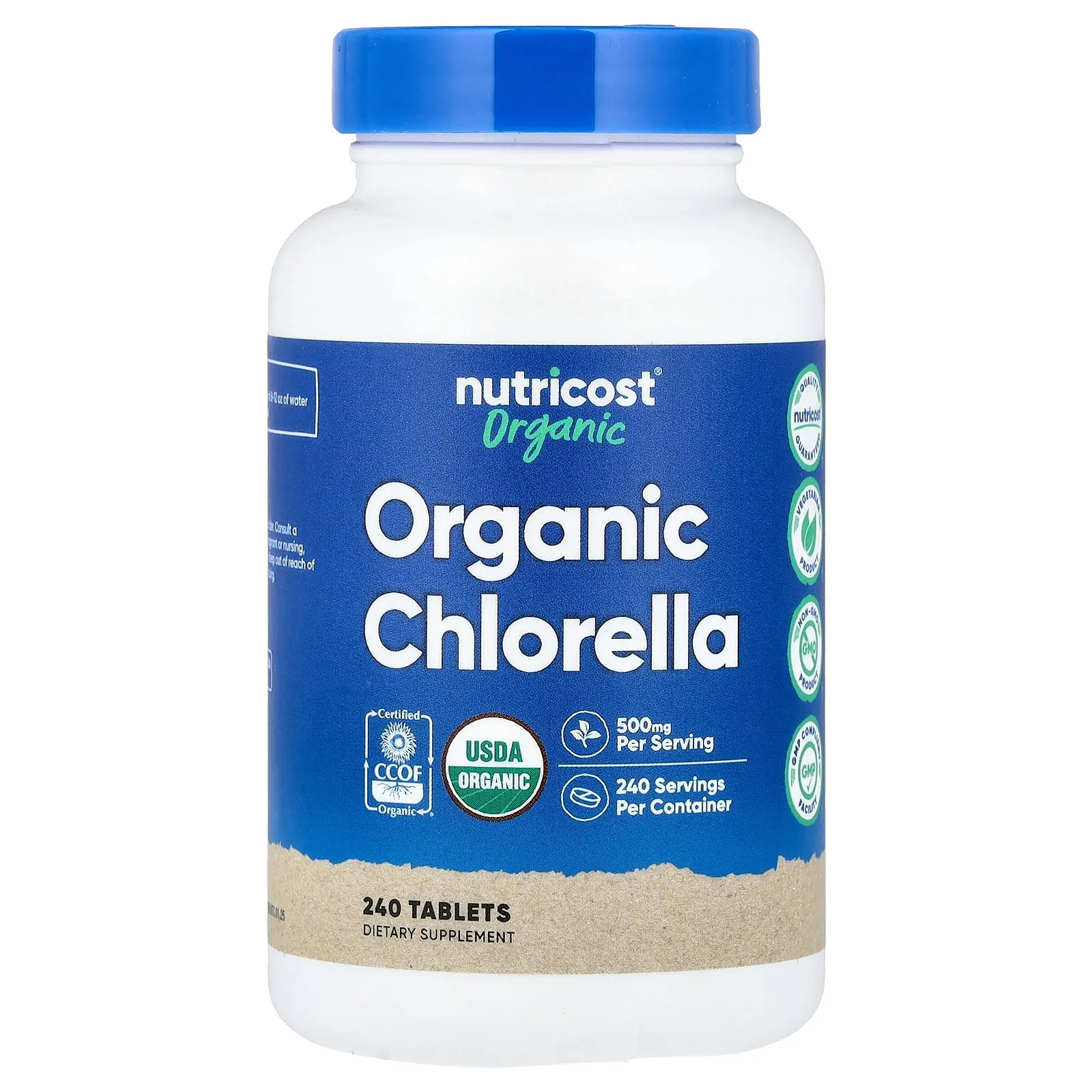 Nutricost Organic Chlorella, 500 mg, 240 Tablets