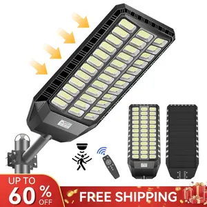 DEEPN Solar Street Light 1440 LEDs IP67 Waterproof Ultra Bright Outdoor Lamp with Motion Sensor & Remote Control for Security Lighting