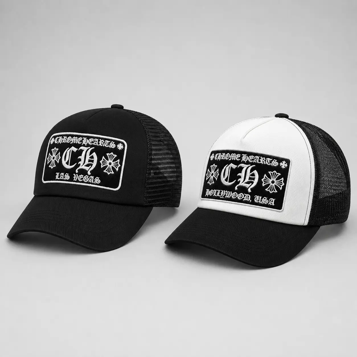 Premium Gothic Cross Trucker Hat for Men & Women, Black Embroidered Mesh Snapback Baseball Cap, Adjustable Curved Brim Biker Rock Hat for Streetwear, Outdoor & Everyday Fashion