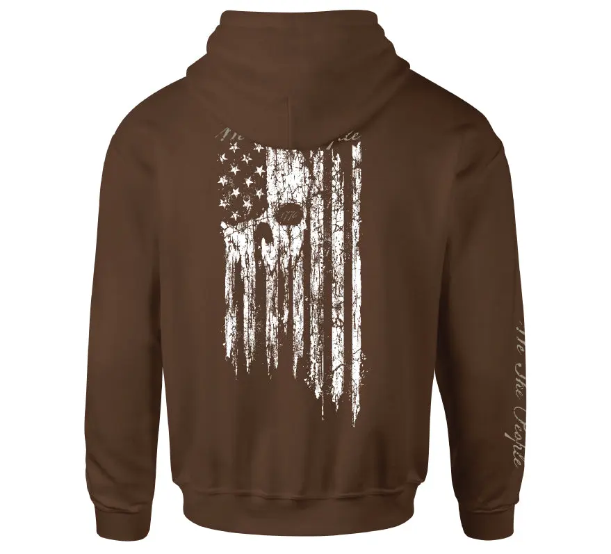 Howitzer Men's Patriot Eagle Graphic Pullover Hooded Sweatshirt - Cotton-Polyester Blend, Military Grunt Style, 2000s Aesthetic, Gothic, All-Season Casual Tops, Long Sleeve, Cold Wash, Refer to Sizing Chart, XL