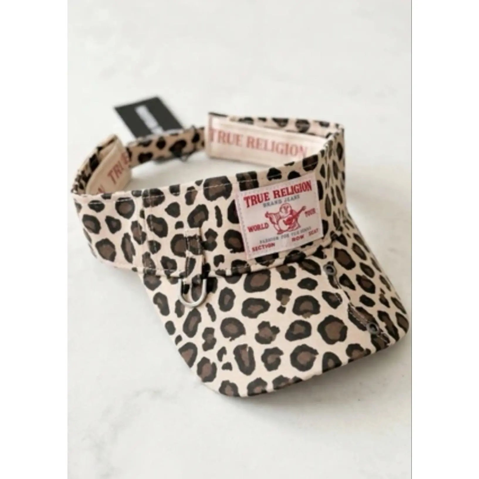 True Religion Leopard Print Visor Hat for Women - Stylish and Trendy Accessory