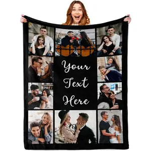 Custom Blanket with Photo Personalized Blankets and Throws Picture Blanket for Christmas Valentine's Day Birthday Gifts Customized Gifts for Mom Dad Couple Girlfriend Boyfriend Wife Husband