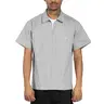 Pro Club Men's Short-Sleeve Half-Zip Classic Work Shirt - Heavyweight Cotton Spandex Stretch Twill Fabric, Boxy Relaxed Fit Pullover, 2 Chest Pockets, Casual Utility Male Clothing Top, S-3XL, Cold Wash, Soft, All Seasons, Zipper Front