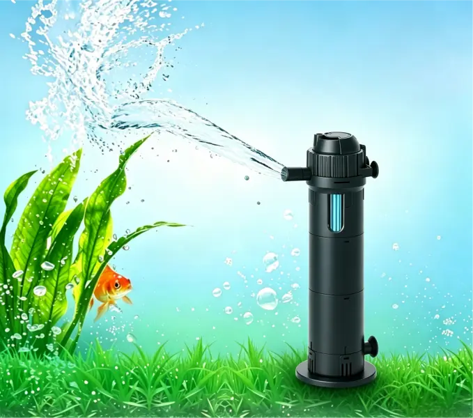 3-in-1 Submersible Aquarium Filter Pump with UV Light, Multi Function Under Water Circulation Water Pump, Rainfall & Oxygen Boost Modes for Fish Tank Water Cleaning