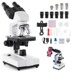 Binocular Compound Microscope Kit 40-5000X Magnification, Dual-Stage Microscope With Two Sets Of Eyepieces, Educational Lab Instrument For Students And Professionals, Brightfield Optics, Durable Metal Frame