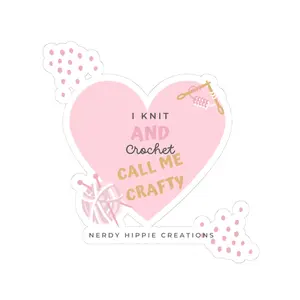 Crafty NHC Knit & Crochet Stickers, Yarn Lovers, Custom Laptop Stickers, Crafting Decor, Gift for Knitters, Gift for Crocheters