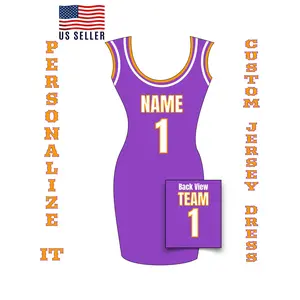 Custom Name Number Jersey Dress, Women Basketball Jersey Dress, Ladies Throwback Jersey Dress