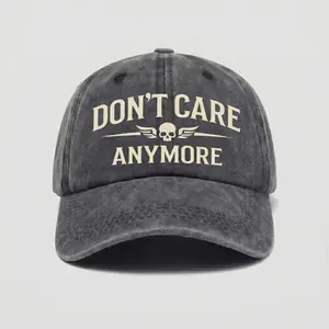 Don't Care Anymore" Vintage Dad Hat | Premium Washed Cotton Graphic Baseball Cap | Edgy Attitude Hat