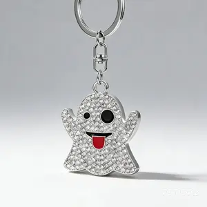 Crystal Ghost Keychain with Rhinestones, Cute Sparkling Ghost Shape Keyring, Lightweight Fashion Bag Charm for Keys, Handbags & Backpack Decoration, Stylish Everyday Accessory & Gift Idea