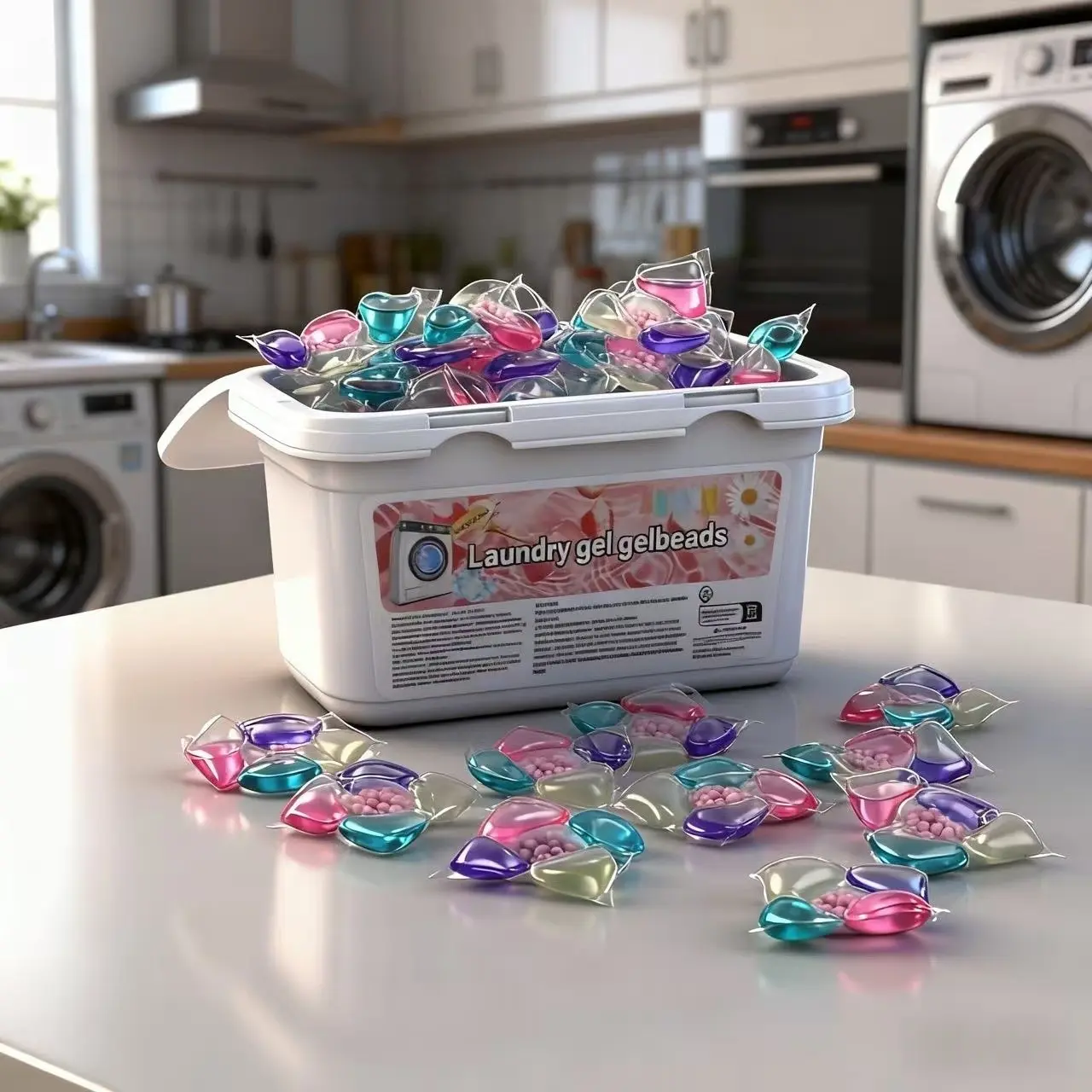 5D Reactive Oxygen Laundry Capsules 50 Count, 5-In-1 Multi-Effect Detergent Pods, Scented Detergent Balls, Laundry Fragrance Detergent Beads, Deep Cleaning & Fabric Care, Approximately 8g Each