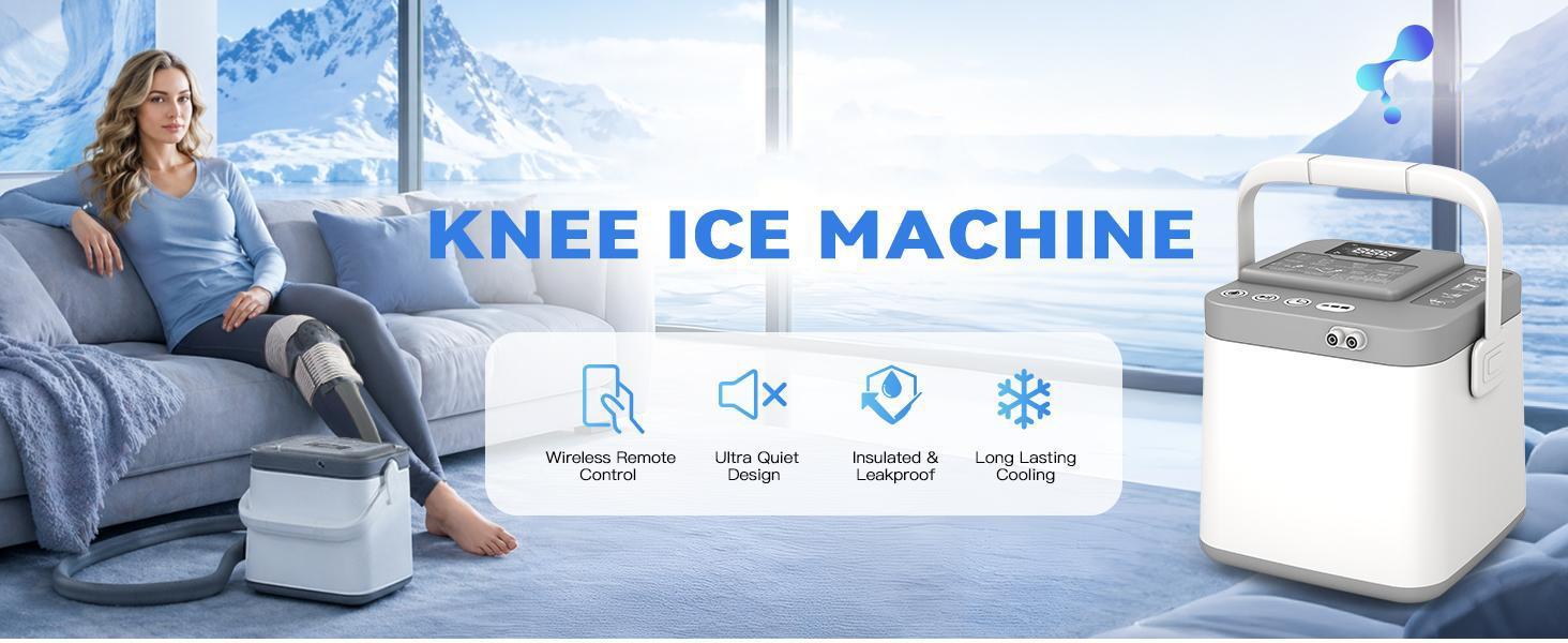 Cold Therapy Machine,Programmable Timer Knee Ice Machine with Silent Pump,Knee Replacement System for Cryotherapy Pain Sports Injuries,Ice Therapy Ankle/Leg/Shoulder/Back/Hip