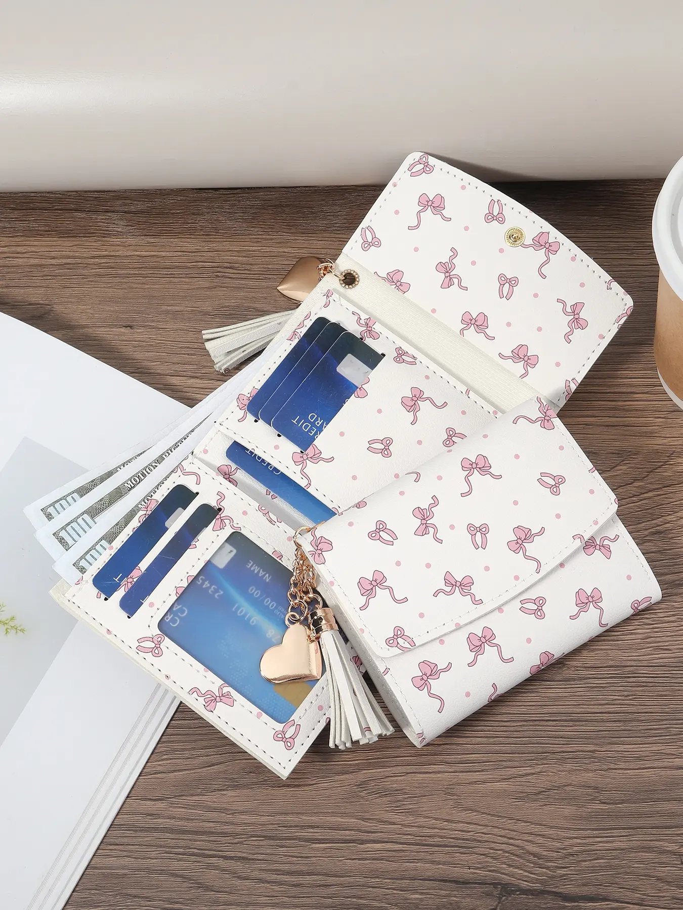 Women's Cute Flamingo Pattern Short Wallet, Fashionable Multi Card Slot Wallet with Tassel Decoration, Casual Trendy Versatile High-Quality Daily Wallet