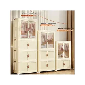 1 Folding Closet + 3 Folding Boxes No Installation Wardrobe Can Be Hung Clothes Storage Cabinet Bedroom Clothes Storage Cabinet Easy Storage Goodbye Chaos With Folding Cabinets To Create A Unique Home Style Dress Shorts Jeans Storage