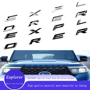 Car 3D Metal Front Head Hood Words Letters Logo Decals Emblem Badge Sticker For Explorer 2020 2021 2022 2023 Accessories