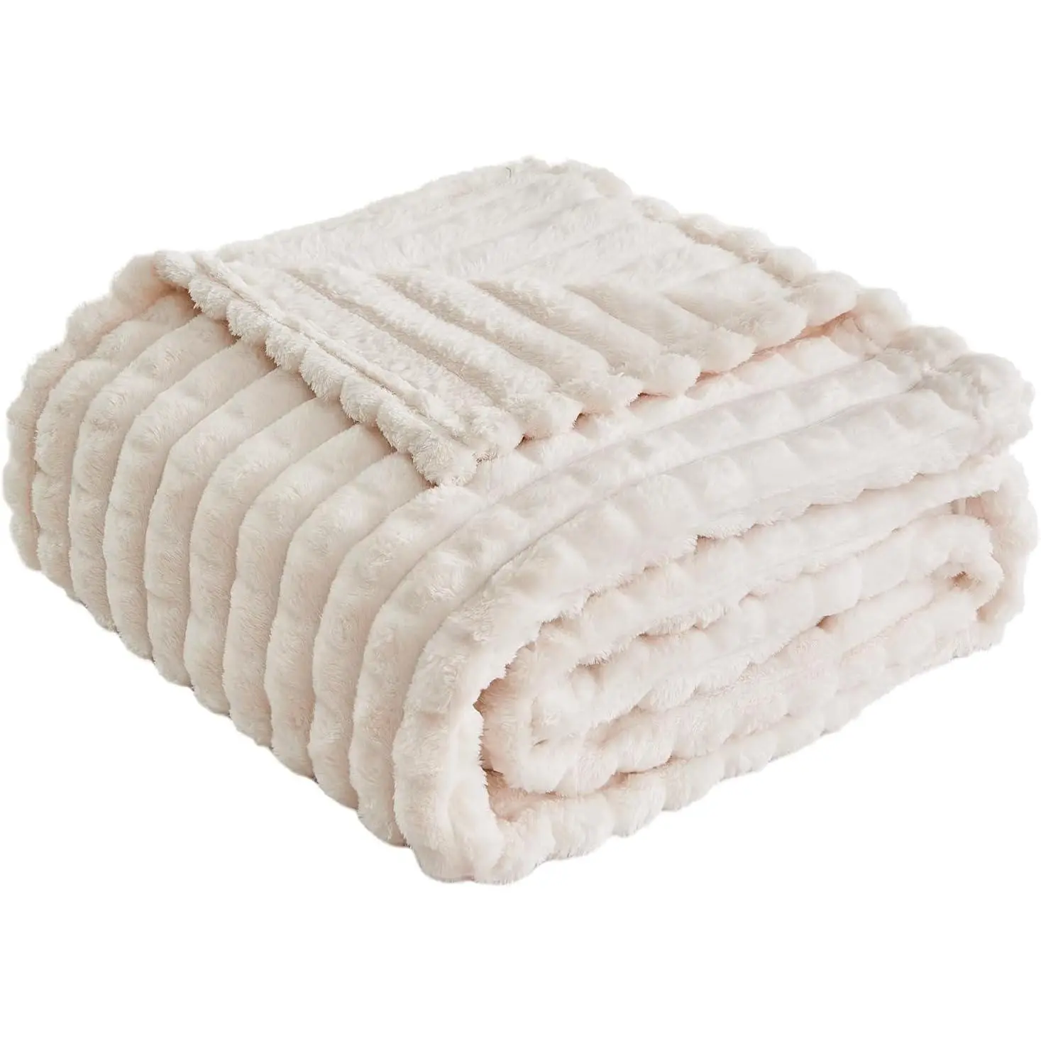 Throw Blanket for Couch Soft Warm Fuzzy Blankets for Sofa All Season Use, 50x60 Inches, White
