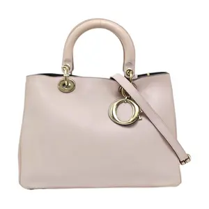 Pre-owned Dior LEATHER Tote Bags Diorissimo light pink shoulder bag, crossbody bag, handbag, gold hardware, sub pocket, detachable shoulder strap
