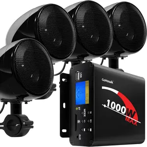 GoHawk Motorcycle Speakers Bluetooth 4 Inch Waterproof Radio Audio System and 1000W Amplifier AUX USB SD FM Radio, Great for Use with ATVs/Motorcycles, 12 Volt Vehicles