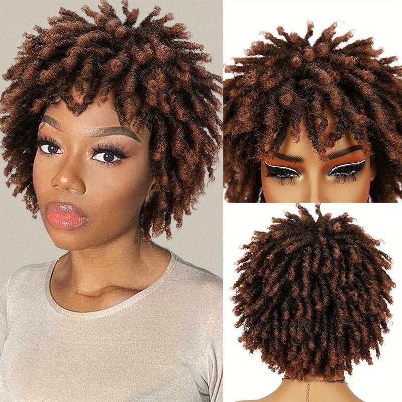 LEZN HAIR Chic Short Dreadlock Wig for Black Women - 6 Inches Ombre Synthetic Hair, Faux Locs Twist Braided Afro Curly Style, High-Temperature Fiber, Fit LEZN HAIR Chic Short Dreadlock Wig for Black Women - 6 Inches Ombre Synthetic Hair, Faux Locs Twist Braided Afro Curly Style, High-Temperature Fiber, Fit