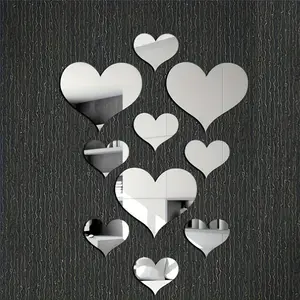 Heart Mirror Wall Sticker Set, 3D Design, Acrylic Material, Decorative, Perfect for Room Decoration and Gift Creative, Enhance Space Charm, Creative Gift Idea