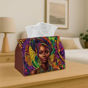 1pc African Folk Artistic  - Fabric Napkin Storage Organizer for Home,  Illustration Woman Colorful Bold - Kitchen, Car, Christmas Decor , Multi-Purpose for Parties, Living Room, Bedroom, and Dining Areas