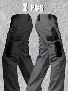 Mens Straight Leg Cargo Pants with Multiple Pockets，Durable Ripstop Tactical Cargo Pants，Ideal for Hiking, Camping, Climbing & Fishing，Versatile Hiking Pants|Straight Fit Pants(no belt)
