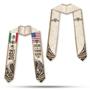 Mexican American Graduation Stole Class of 2026, Custom Mexico USA Flag Sash Personalized, College Grad Gift, Cultural Pride Gift