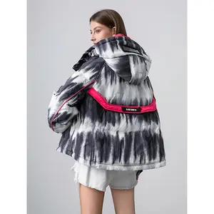 Winter Gradient Removable Hooded Down Jacket Parker Female White Duck Down Thick Down Jackets Women Big Pocket Quilted Outwears
