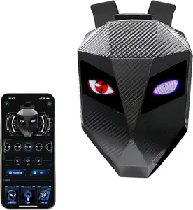 19" LED Motorcycle Backpack, Waterproof Hard Case Bag, Animated Digital Laptop Backpack, DIY Backpack for Cycling (Black Knight)