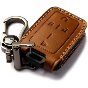 Key Fob Cover for Chevy Silverado Colorado GMC Canyon Sierra 2014 2015 2016 2017 2018 2019 2020 2021 Keyless Entry Remote (4B-Brown)