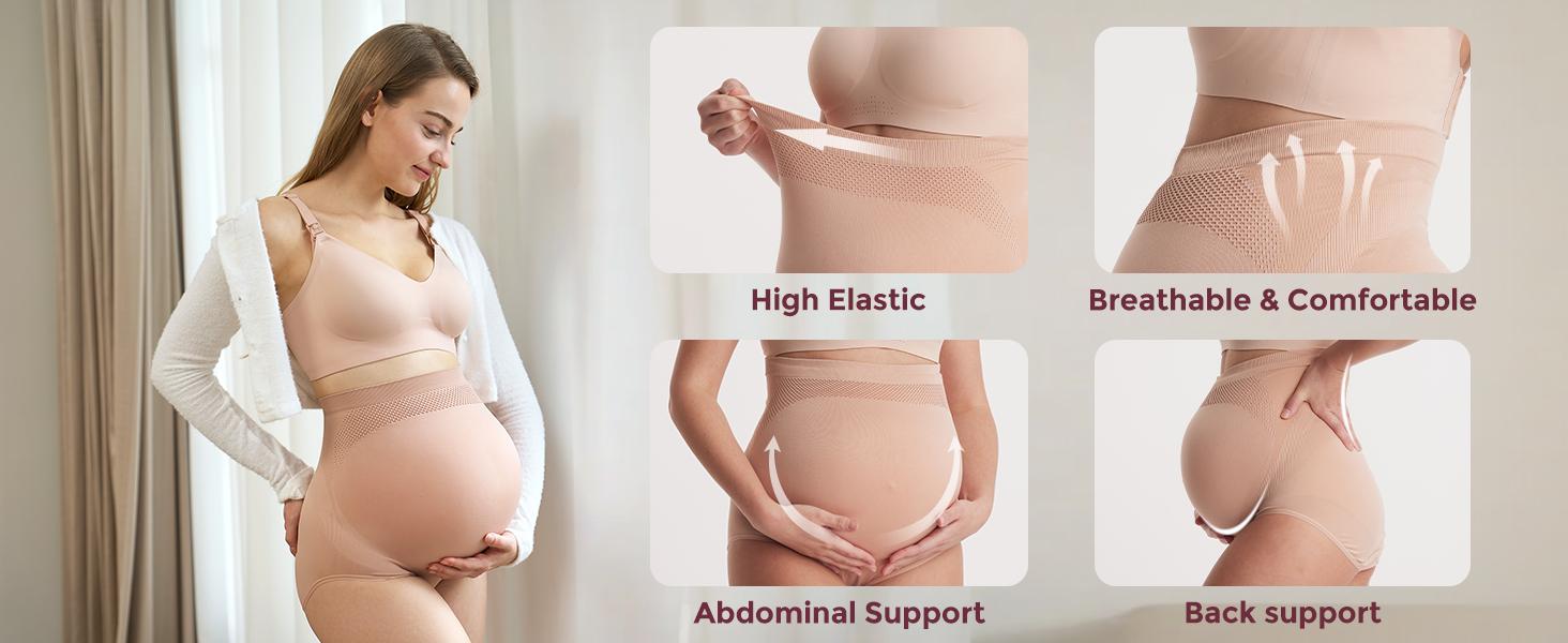 【Summervibes 】Momcozy Women's Maternity High Waist Underwear Pregnancy Seamless Soft Belly Support Panties Over Bump 3 Pack - 5 Pack tiktok shop maternity  undies