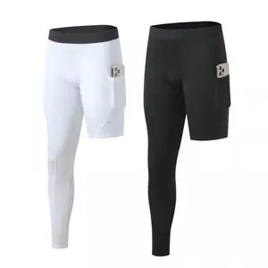 1PCS/2PCS Men's Sports Long Pants Milk Silk Fabric Athletic Tights for Fitness Training Cycling
