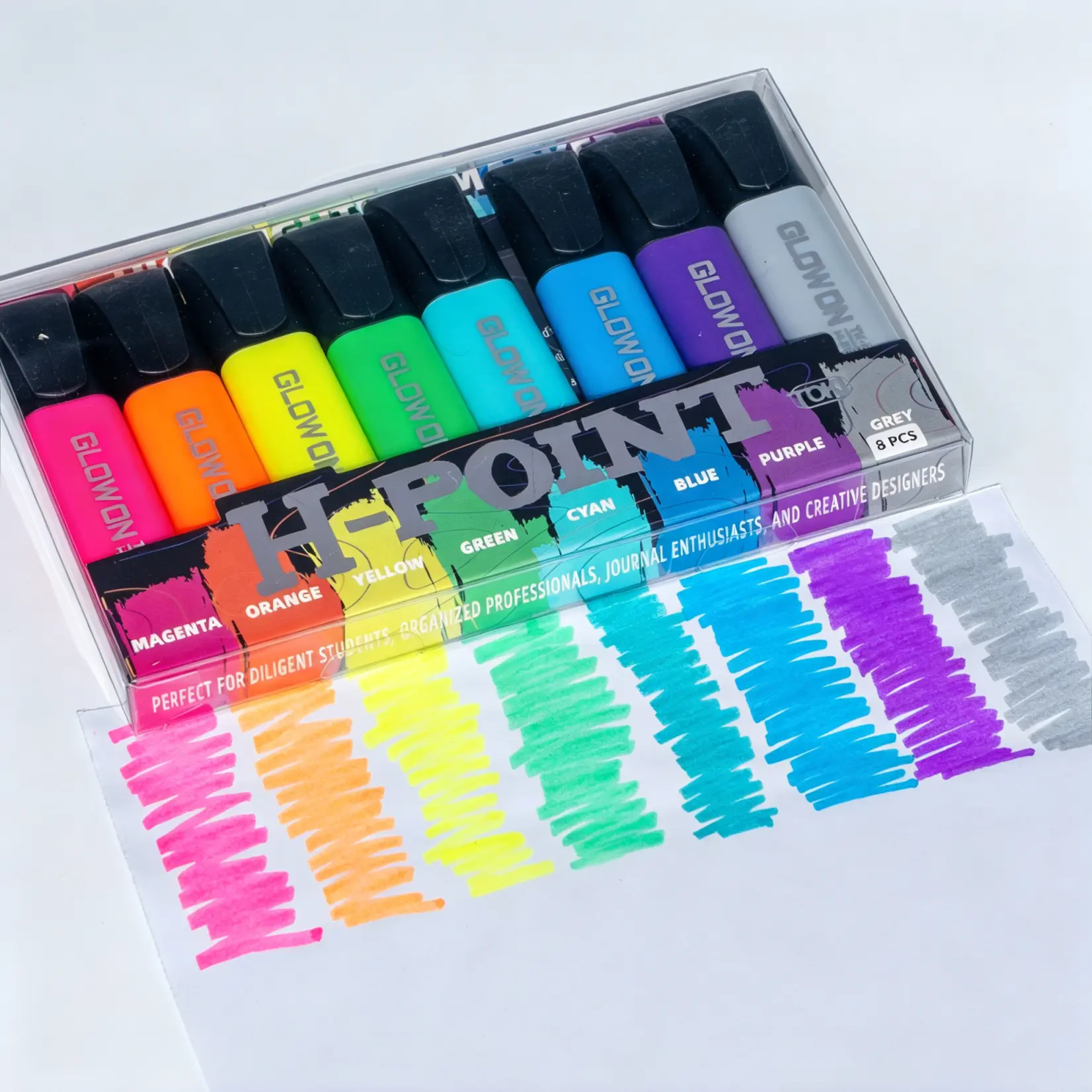 Multi-Shade Classic Highlighter Markers Set, Available in 4pcs & 8pcs Classic Vibrant Tones