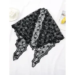 Women's Floral Lace Scarf, Casual Versatile Scarf for Women, Fashion Accessories for Daily Wear, Trendy All-match & Exquisite Scarf for Birthday Gift,summervibes