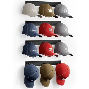 Hat Rack for Wall with 2-way Display Hat Hooks for Wall Hanger 4 Pack Holds 24 Baseball Cap Holder Organizer for Closet, Wall Mounted, Bedroom Storage