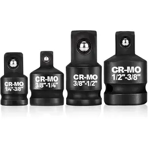 1/4" 3/8" 1/2" Impact Socket Adapter Reducer Set, 4 Pcs Chrome Molybdenum Steel Drive Conversion Adapters, for Sockets and Impact Wrench