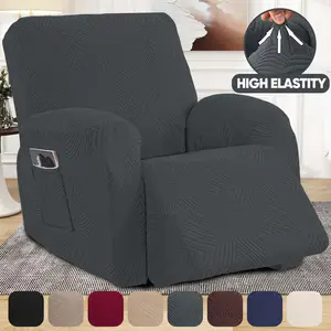 1 Seat Recliner Chair Covers Stretch Recliner Slipcovers Washable Lazyboy Recliner Cover 4 Pieces Covers for Recliners 1 Seat Recliner Couch Covers Furniture Protector Prevent Stain and Pets Hair