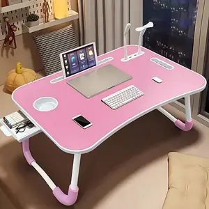Portable Folding Laptop Bed Desk with USB Charging Port | Multi‑Functional Lap Table with Drawer, Cup Holder & Device Stand | Stable No‑Install Tray for Bed, Sofa & Floor | Ideal for Study, Work, Reading & Eating