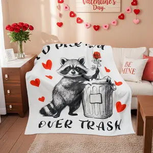 Valentines Blanket Raccoon Flannel Blanket Funny Valentines Day Gifts Ultra Soft Cozy Anniversary Wedding Gifts for Lover,Home Sofa Couch Decor Ideal Valentine's & Mother's Day Gift for Wife Husband Girlfriend Boyfriend Adults