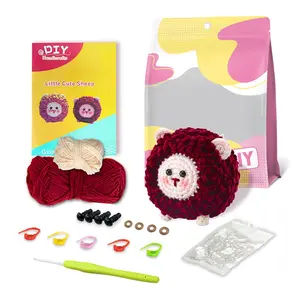 Beginner DIY Crochet Kit, Cute Lamb Design, Easy to Learn, Perfect for Doll Gifts, Stress Relief, Knitting Learning, Includes Video Tutorial