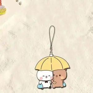 Cartoon Cute White Brown Bear Yier Bubu Acrylic Phone Chain Kawaii Creative Student Backpack Pendant Keychain Decorative Gifts