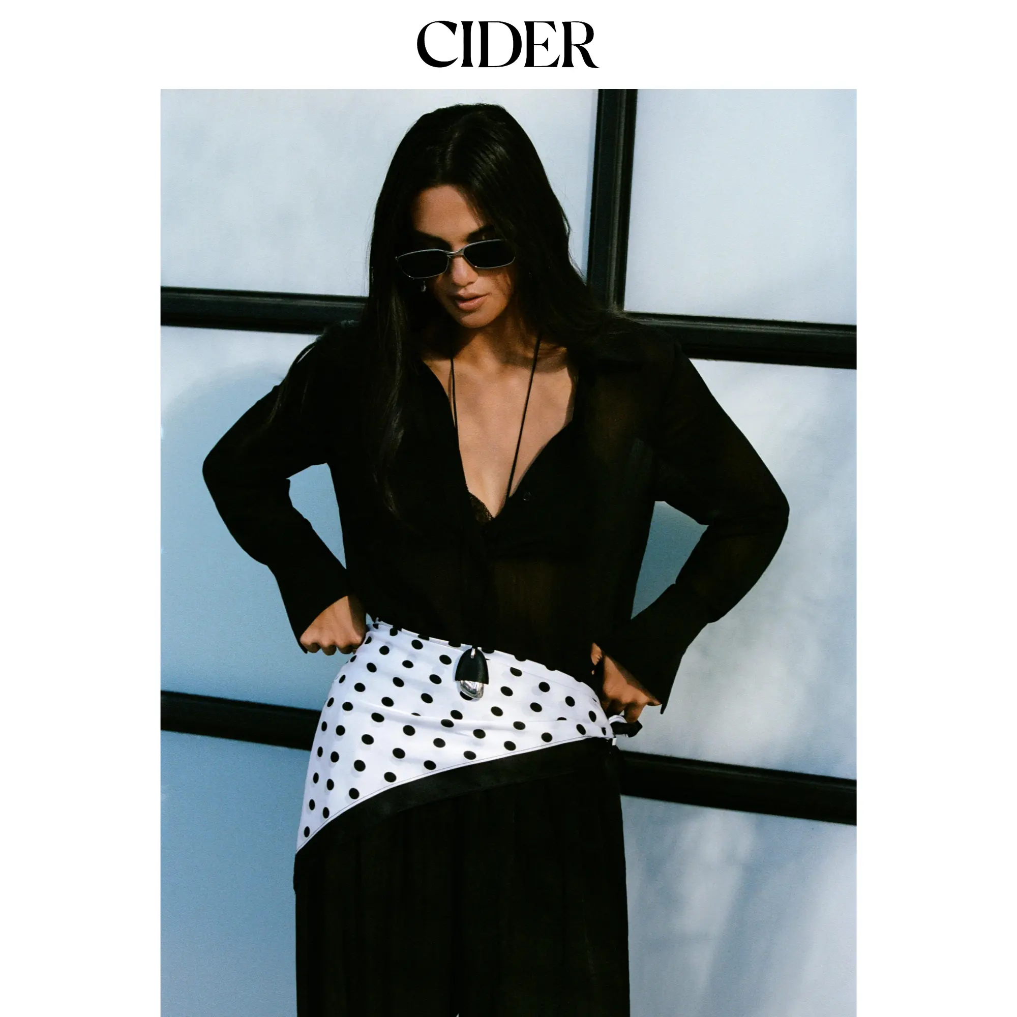 Cider Women's Casual Collared Neck Bodysuit, Sheer Long Sleeve Blouse Top with Buttons for Daily Wear, Normal Type, Plain, Semi-Sheer, Woven, Regular
