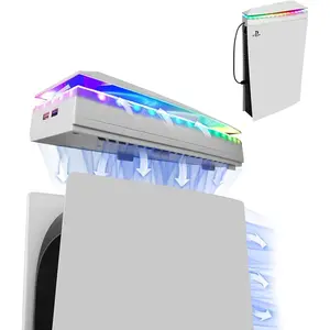 Console Cooling Fan with Dust Cover Colorful LED Light for PS5 Console Disc Edition & Digital Edition Silent Absorb Fan Cooler with 2 USB Port PlayStation 5 Cooling System