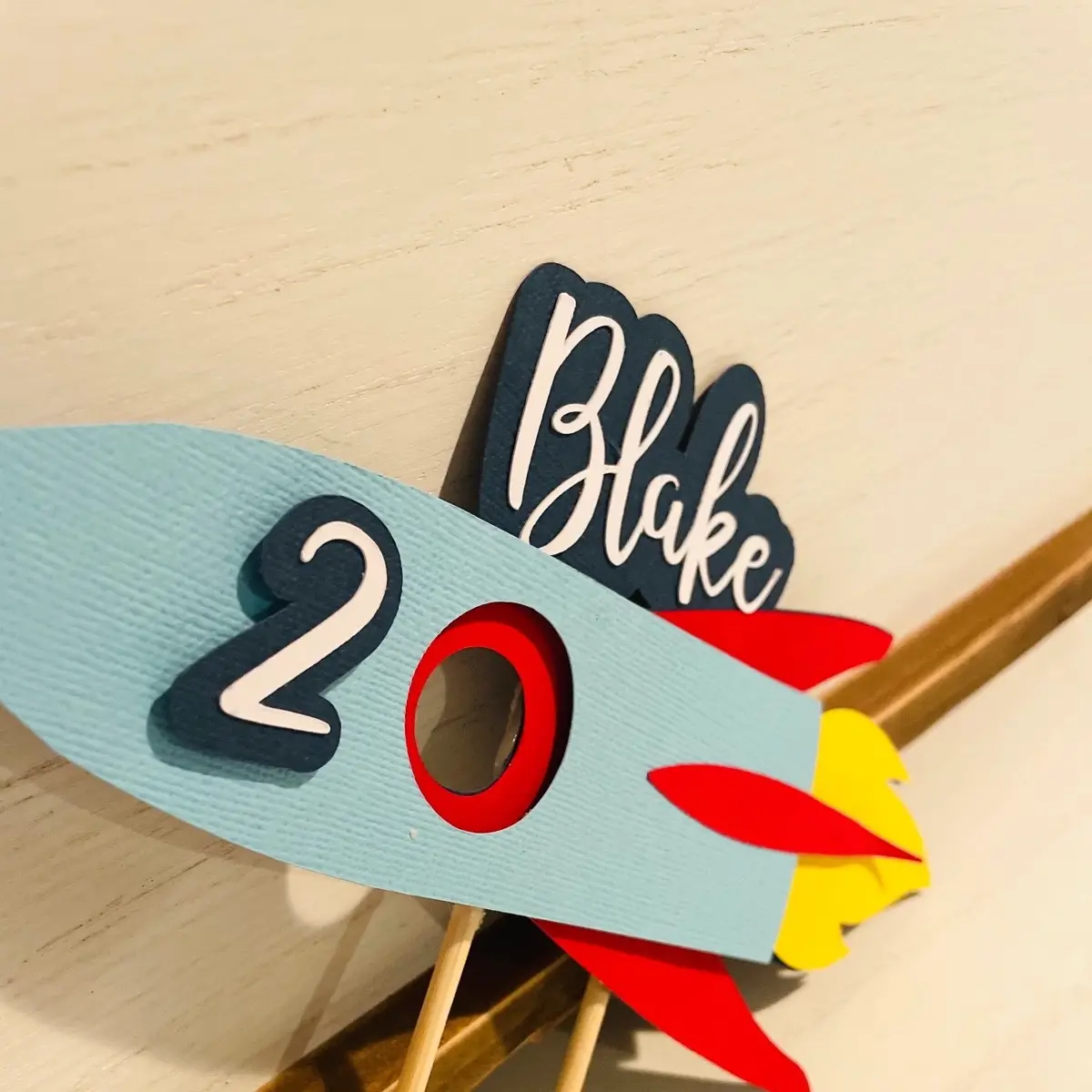 Custom Space Rocket Cake Topper-Outer Space