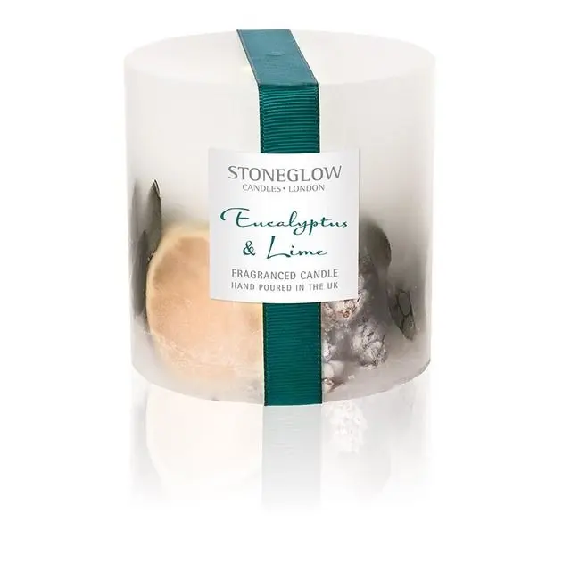 Eucalyptus Lime Stoneglow Botanics Fat Pillar Scented Candle