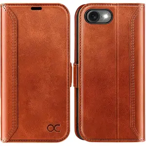 Compatible with  17e Case/ 16e Wallet Case, PU Leather Flip Folio with Card Holders RFID Blocking Kickstand [Shockproof TPU Inner Shell] Phone Cover 6.1 Inch 2025, Retro Brown