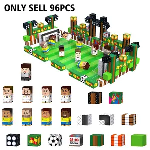 96pcs Magnetic Building Blocks Football Field Set, Soccer Stadium Toys with Player Figures, Educational Bricks for Kids, Creative Gift